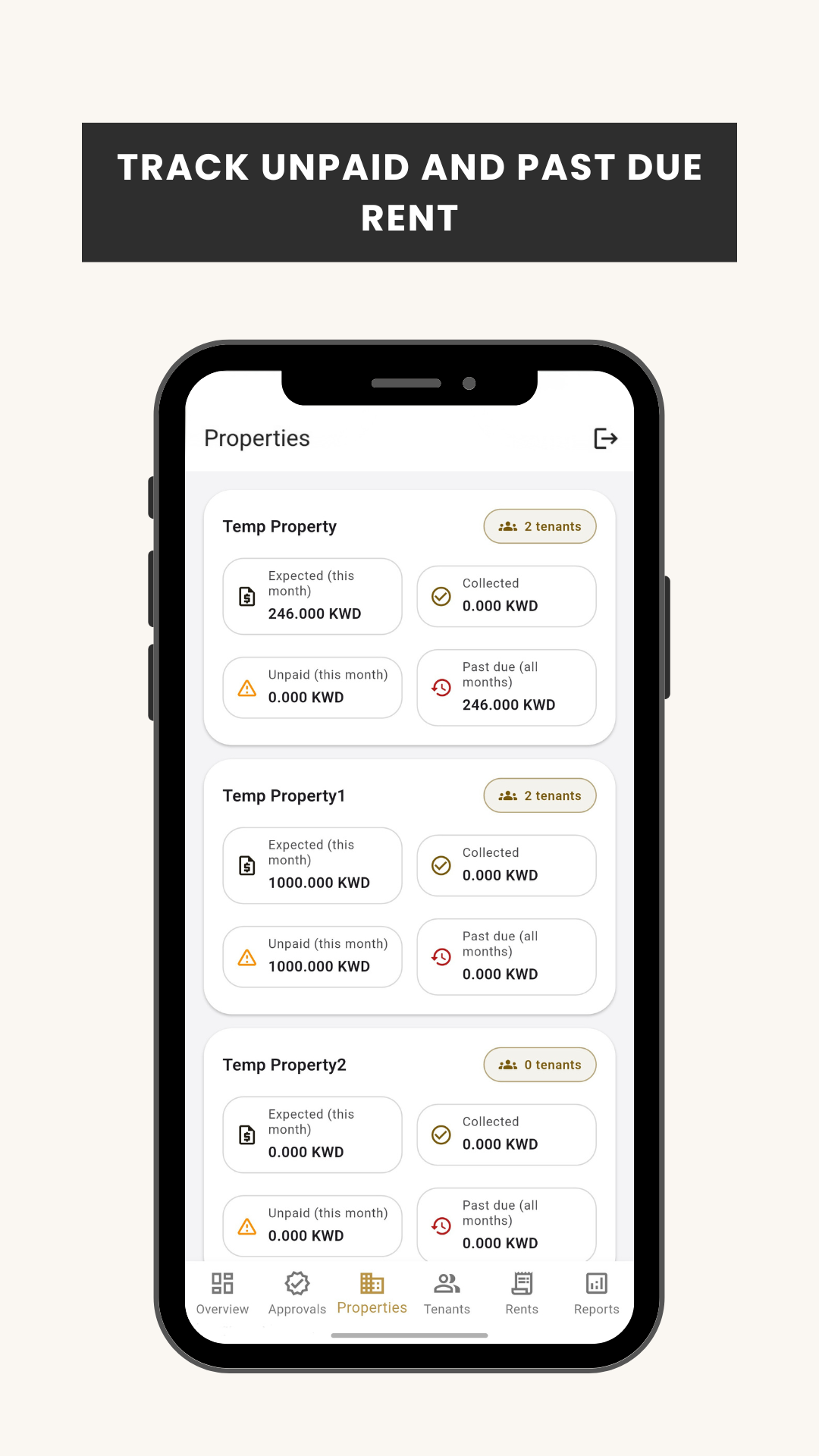 Unpaid and past due tracking screen